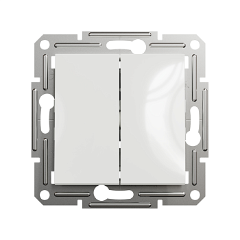 Выключатель 2-клавишный Schneider Electric Asfora, 10 A, самозажимной, белый