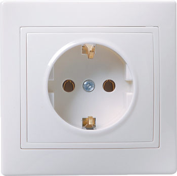 Розетка 1-местная KVARTA РС10-3-КБ, 16 А, 250 В, с заземлением, шторки, белый, GENERICA