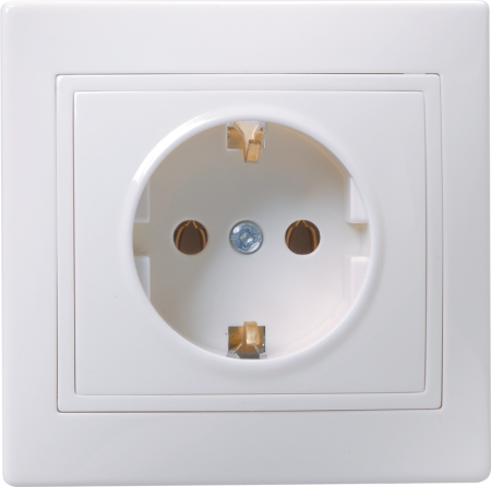 Розетка 1-местная KVARTA РС10-3-КБ, 16 А, 250 В, с заземлением, шторки, белый, GENERICA