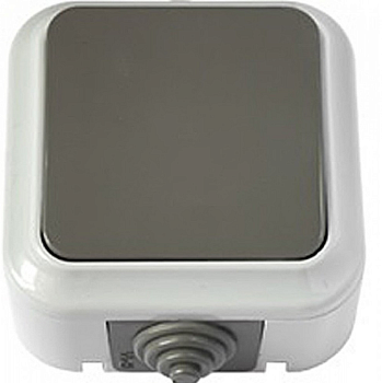 Выключатель 1-клавишный ПРАЛЕСКА АКВА А16-222(03) 10А 250V накладной серый IP54 Bylectrica