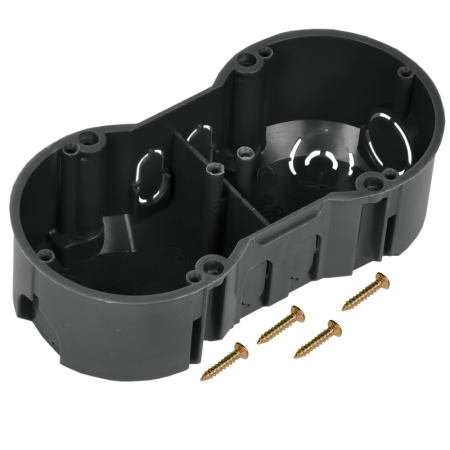 Коробка установочная IEK КМ40007-HF, 2-местная, 141х70х45 мм, для твердых стен — фото, характеристики
