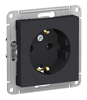 Розетка 1-местная AtlasDesign, 16 А, с заземлением, карбон
