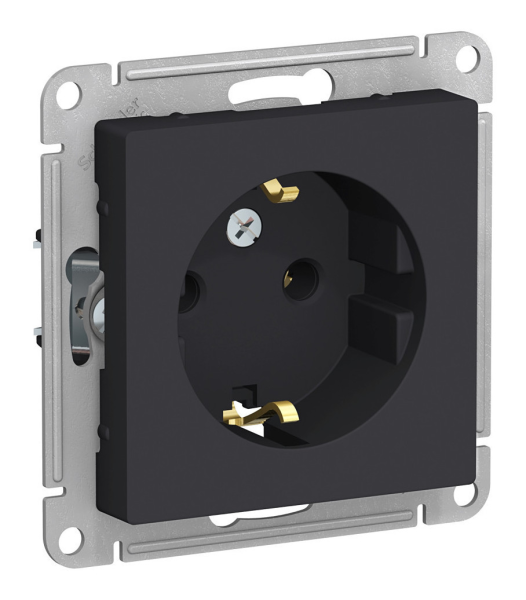Розетка 1-местная AtlasDesign, 16 А, с заземлением, карбон