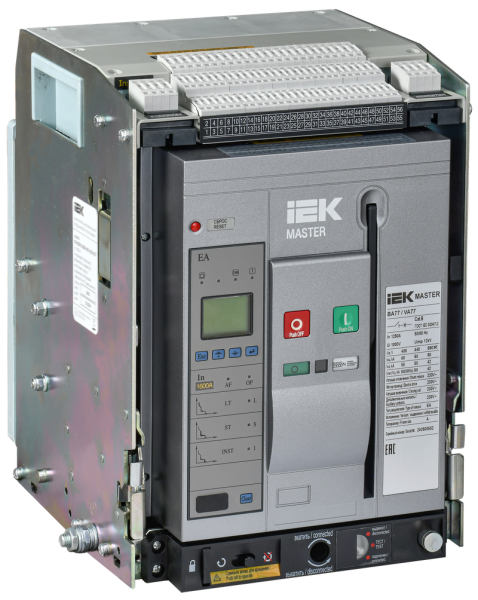 Воздушный автоматический выключатель переменного тока ВА77 выдвижного исполнения 3 полюса типоразмер A 65кА 1250А EA с набором акс