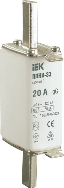 Плавкая вставка предохранителя IEK ППНИ-33, габарит 0 16 А