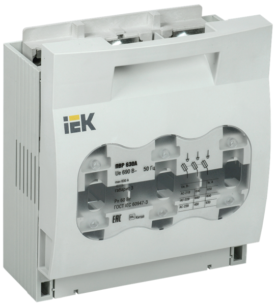 Предохранитель-выключатель-разъединитель ПВР-630А 3Р 690V (габарит 3) IP30 IEK