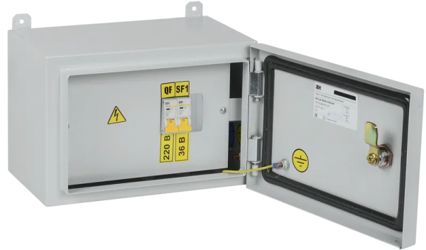 Ящик с понижающим трансформатором IEK ЯТП-0.25, 230/12 В, 0.25 кВа, 1 линия, УХЛ2, IP54
