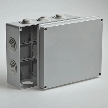 Коробка распаячная IEK КМ41244,190х140х70 мм, для открытой проводки, 10 вводов, серый, IP55