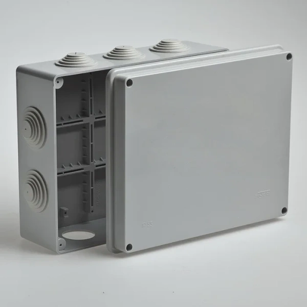 Коробка распаячная IEK КМ41244,190х140х70 мм, для открытой проводки, 10 вводов, серый, IP55