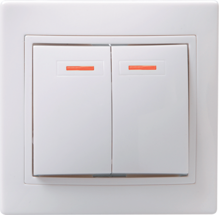 Выключатель 2-клавишный KVARTA ВС10-2-1-КБ, 10 А, 250 В, индикация, белый, GENERICA