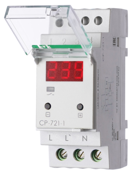 Реле контроля напряжения CP-721-1 L+N 63А Uконтр=140-300VAC 1NO F&F