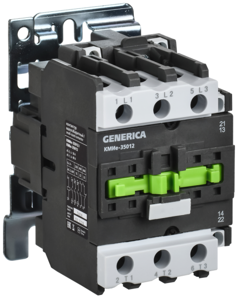 Контактор GENERICA КМИе-35012, 3Р, 50 А, 22 кВт, катушка 400 В АС, 1NO+1NC — фото, характеристики