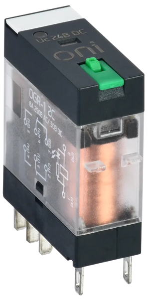 Реле промежуточное промышленное OGR-1-2C 2SPDT 8А Uупр=24VDC индикация и кнопка "тест" ONI