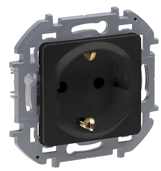 Розетка 1-местная Legrand INSPIRIA, 16 А, 250 В, с заземлением, антрацит