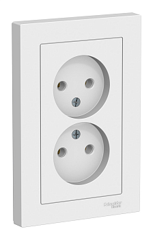 Розетка 2-местная AtlasDesign, 16 А, без заземления, с рамкой, белый