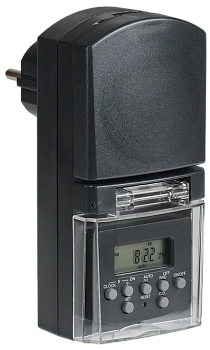 Розетка-таймер IEK РТЭ-3, 8 А, 230 В, суточный/недельный, черный, IP44