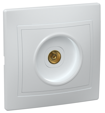 Розетка телевизионная 1-местная KVARTA РТВ10-КБ, 75 Ом, TV-SAT, белый, GENERICA