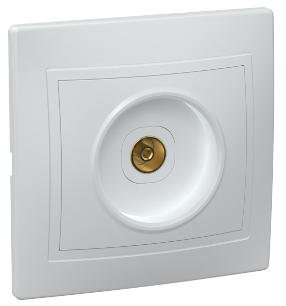 Розетка телевизионная 1-местная KVARTA РТВ10-КБ, 75 Ом, TV-SAT, белый, GENERICA