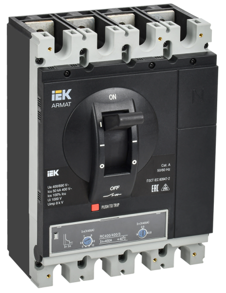 Автоматический выключатель силовой ARMAT 4P 400А 50кА 690АС габарит H расцепитель ТМ рег. IEK