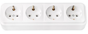 Розетка 4-местная ПРАЛЕСКА РА16-266 16А 2Р+РЕ 250V накладная белый IP20 Bylectrica