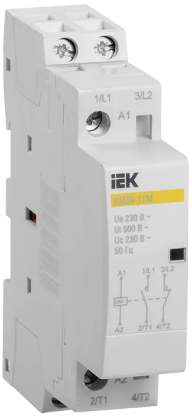 Контактор модульный КМ20-11М 2Р 20А АС-7 1NO+1NC Uупр=230VAC IEK