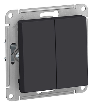 Выключатель 2-клавишный AtlasDesign, схема 1, карбон