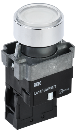 Кнопка IEK LA167-BWF3171 RC с подсветкой 240 В, 1NO, белая, IP65 — фото, характеристики
