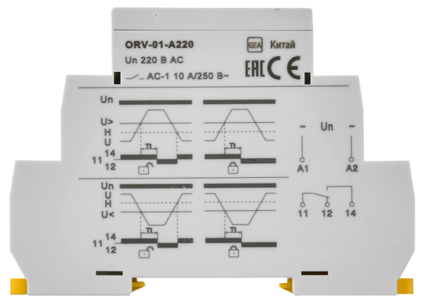 Реле контроля напряжения ORV-01 L+N 10А Uконтр=180-260VAC 1SPDT с блокировкой IEK