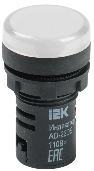 Лампа светосигнальная AD22DS(LED) 24V AC/DC белый d22мм IP54 IEK