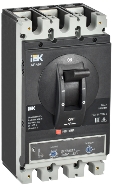 Автоматический выключатель силовой ARMAT 3P 400А 50кА 690АС габарит H расцепитель ТМ рег. IEK