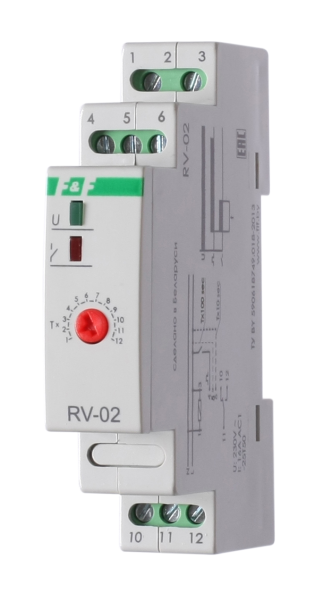 Реле задержки выключения RV-02 1SPDT 8А Uупр.=230VAC (tрег.=1-1200сек.) F&F
