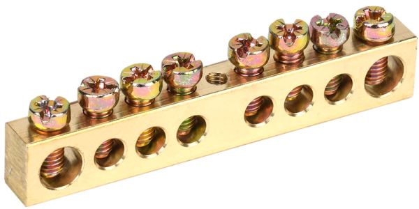 Шина PEN "земля-ноль" 8х12мм 8/1 125А 8хМ4 крепление по центру IEK