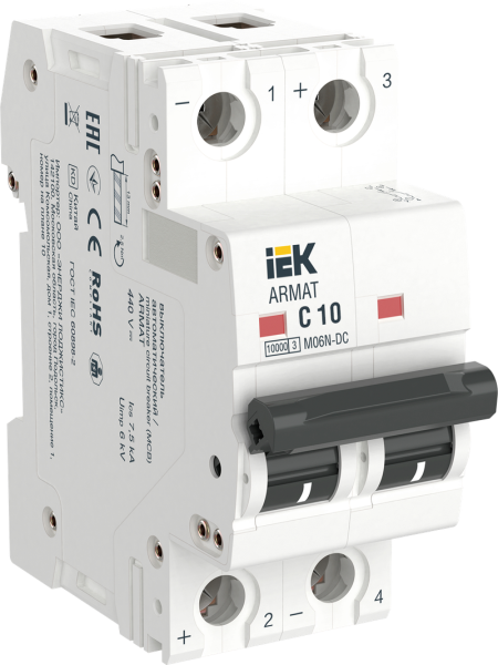 Автоматический выключатель M06N-DC 2P C 10А ARMAT IEK