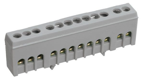 Шина L "фаза" ШНИ-6х9-12-К-Ср 100А 12хМ4 400V латунь (в изоляции на DIN-рейку) серый IEK