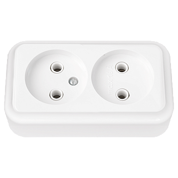 Розетка 2-местная ПРАЛЕСКА РА16-260 16А L+N 250V накладная белый IP20 Bylectrica