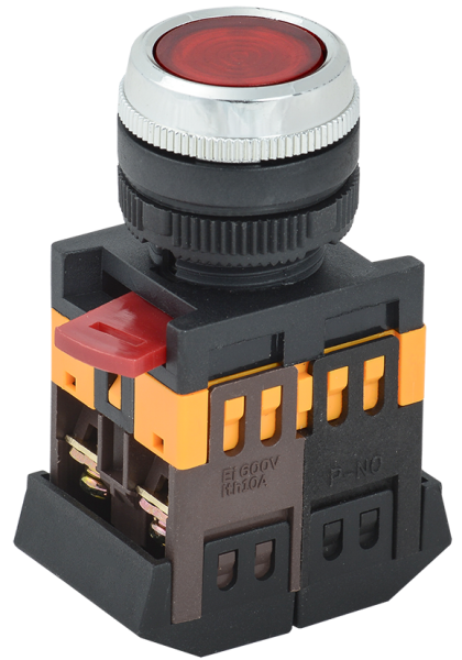 Кнопка управления GENERICA ABLFS-22, 1NO+1NC, красный,  Ø22 мм, подсветка неон 240 В, IP40