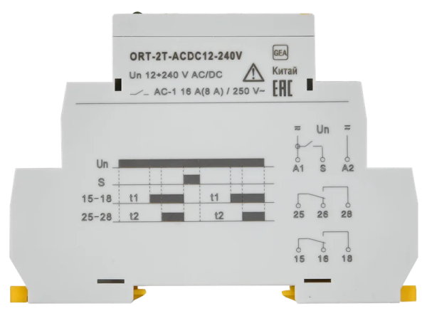 Реле времени ORT-2T 16А 2SPDT 12-240V AC/DC две уставки IEK
