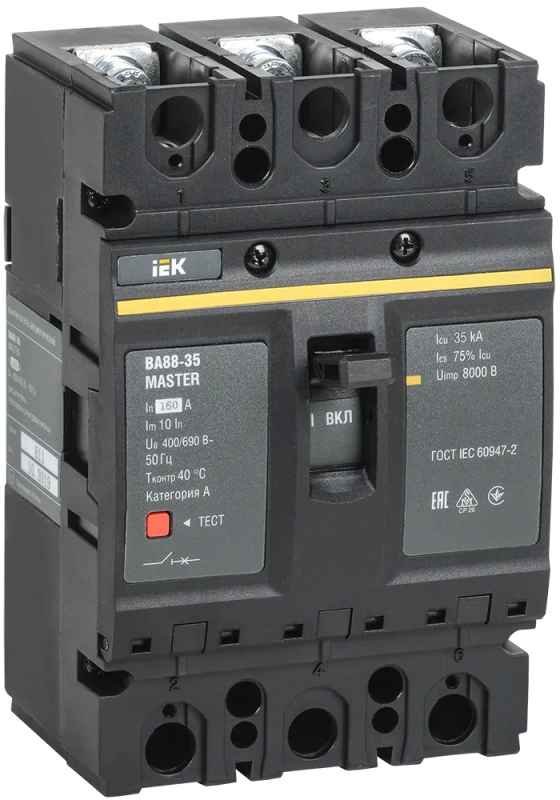 Автоматический выключатель IEK MASTER ВА88-35, 3P, 160 А, 35 кА, 690 В