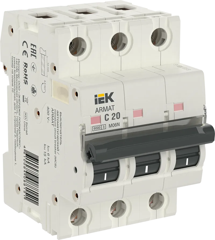 Автоматический выключатель M06N 3P C 20А 6кА ARMAT IEK
