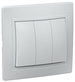 Выключатель 3-клавишный KVARTA ВС10-3-0-КБ, 10 А, 250 В, белый, GENERICA