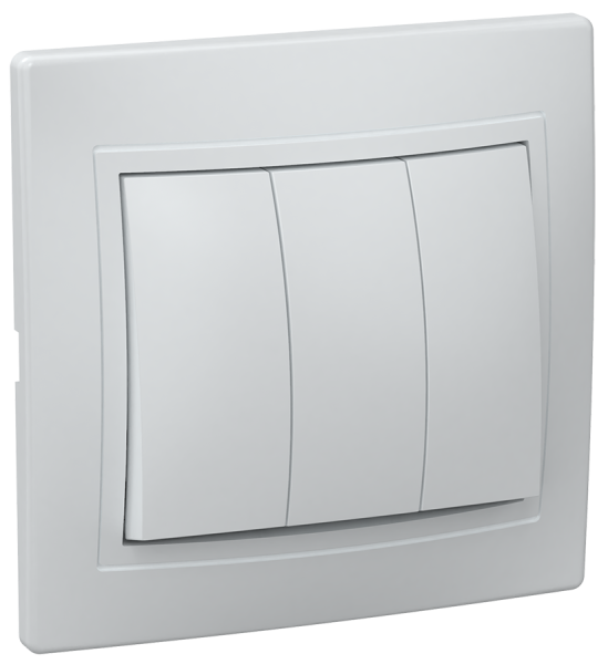 Выключатель 3-клавишный KVARTA ВС10-3-0-КБ, 10 А, 250 В, белый, GENERICA