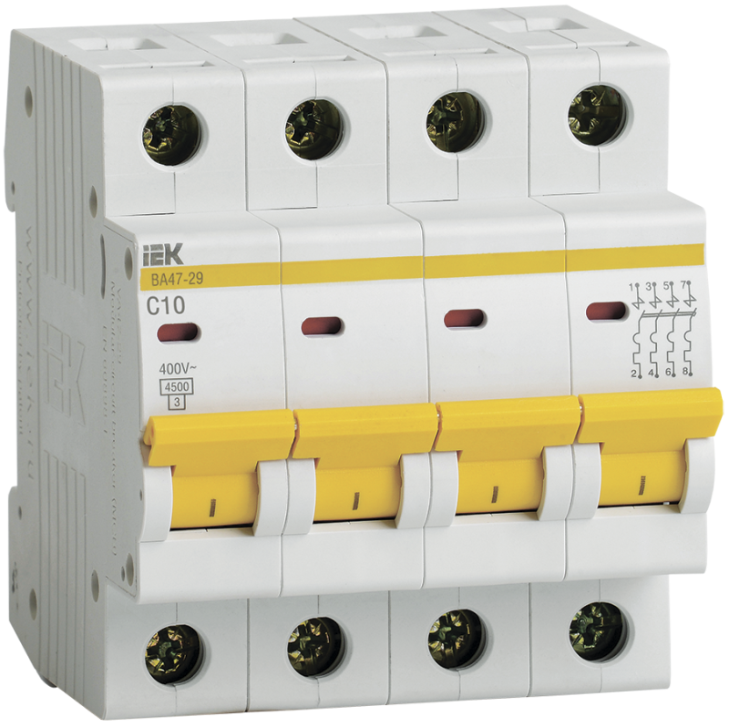 Автоматический выключатель ВА47-29 4Р 25А 4.5кА  D IEK