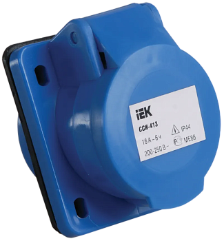 Розетка силовая встраиваемая IEK ССИ-413, 2Р+РЕ, 16 А, 230 В, IP44
