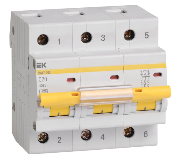 Автоматический выключатель ВА47-100 3Р 20А 10кА C IEK