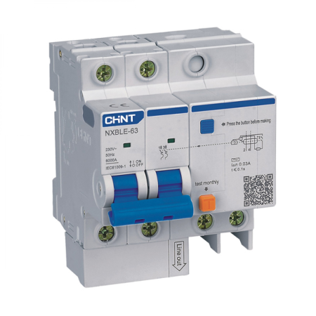 Автоматический выключатель дифференциального тока CHINT NXBLE-63, L+N, C16, 30 мА, 6 kA, тип АС