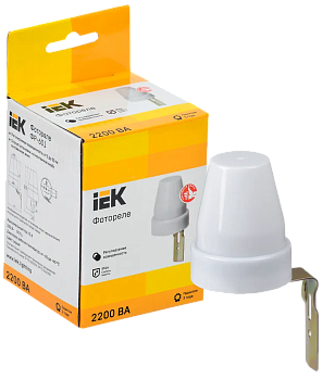 Фотореле IEK ФР-601, 10 А, 2.2 кВт, 230 В АС, серый, IP44