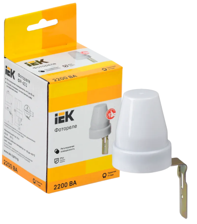 Фотореле IEK ФР-601, 10 А, 2.2 кВт, 230 В АС, серый, IP44