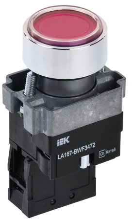 Кнопка IEK LA167-BWF3472 RC с подсветкой 240 В, 1NC, красная, IP65 — фото, характеристики