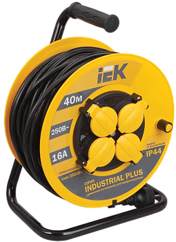 Удлинитель на катушке IEK Industrial plus УК40, 4 розетки, 40 м, 3х1.5 мм², 16 А, IP44