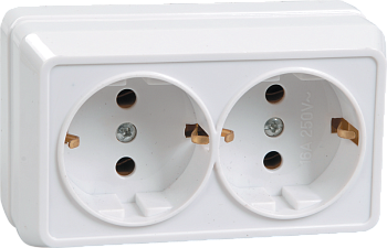 Розетка 2-местная OKTAVA РС22-3-ОБ 2Р+РЕ 16А накладная белый IP20 GENERICA